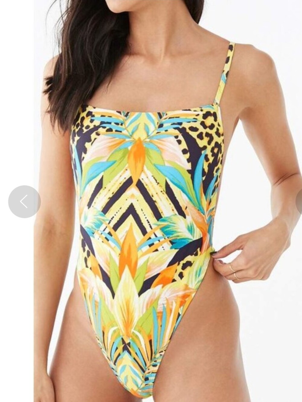 Tropical Leopard Print Square One Piece Swimsuit Yellow Orange Blue Green 4 6